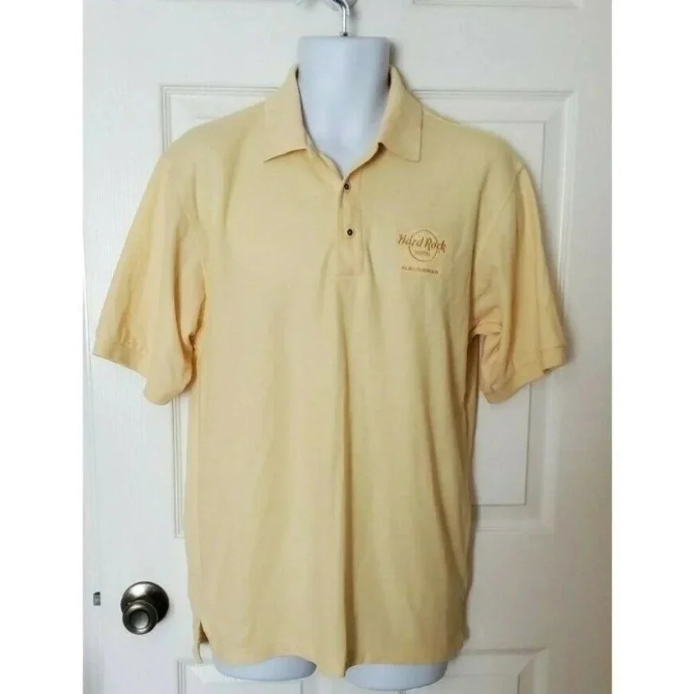 HARD ROCK Hotel POLO yellow SHIRT Mens Size M - Picture 3 of 8